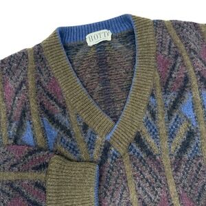 BOTTO Vintage V-Neck Sweater Mens Wool Alpaca‎ Lamb Grandpacore Italy 90s Large